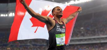 What is the net worth for Canada sprinter Andre de Grasse