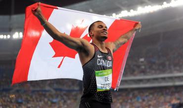 What is the net worth for Canada sprinter Andre de Grasse